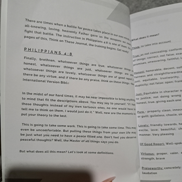 NWT Think on These Journal: Walking out Phillipians 4:8 - Picture 5 of 8